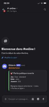 Annonce d'une partie publique sur Discord